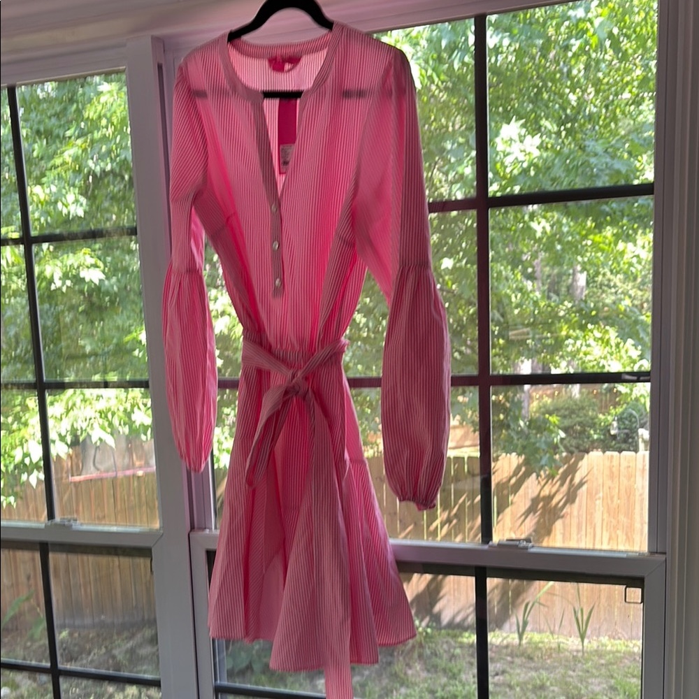 Lilly Pulitzer Pink Wrap Dress with Bishop Sleeves